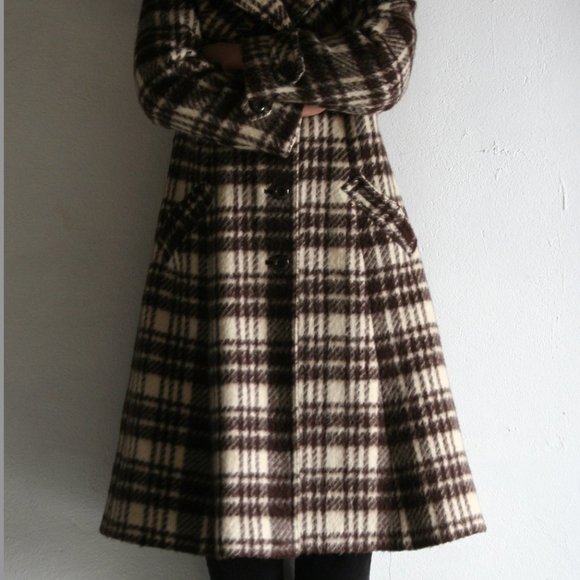 70s Brown Check Mohair Coat | Wool | Women - Picture 5 of 7